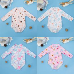 Swimwear Happyflute 3Size Girls' One Piece UPF50+ Long Sleeve Summer Swimsuit Cute Baby Princess Beach&Swimming Pool Cloth