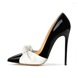 Dress Shoes MKKHOU Fashion Pumps High Quality Lacquer Leather Pointed Bow Thin Heels 12cm Commuter Modern Women's