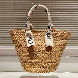 Designer Bag Luxury Stylish Large Capacity Ribbon Hand Tote Shopping Bag Grass Weaving Shopping Bag Shoulder Bag Capacity Canvas Gift Fashion Trend Women's