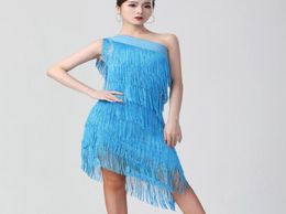 Women 1920s Flapper Dress Charleston Party Costumes Sexy One Shoulder Tiered Fringe Latin Salsa Rumba Dance Casual Dresses1000327