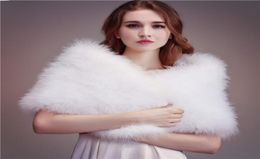 Ostrich Feather Bridal Shawl Fur Wraps Marriage Shrug Coat Bride Winter Wedding Party Boleros Jacket Cloak Cape5694147