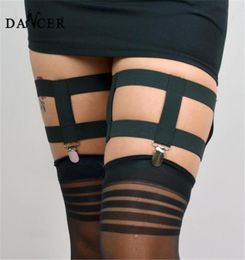 2015 garter rivet Women Black sexy lingerie pastel goth cinta liga garter stockings bondage harness sex products garter metal clip7644201