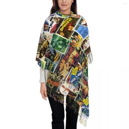 Scarves Vintage Horror Movie Collage Tassel Scarf Women Soft Classic Cinema Production Film Shawl Wrap Lady Winter