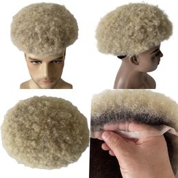 Malaysian Remy Human Hair Piece Two Tone Ombre Colour T1b/613 4mm Root Afro 8x10 Full Lace Toupee for Black Men