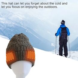 Unisex Heating Cap Knitted Warm Hat Coldproof Ski Heated Beanie for Recreational Activities in Cold Environment 240227