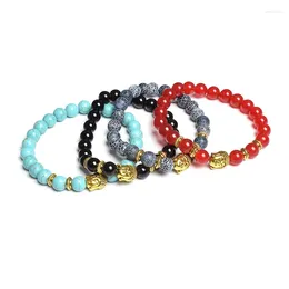 Strand Buddha Head Charm Bracelets Fashion Jewelry Wristband Elastic Adjustable Barcelets For Women Men Beads Bangles Wholesale