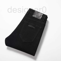 Mens Jeans designer Jeans men's autumn new slim fit small foot elastic pure black trendy pants EHS7