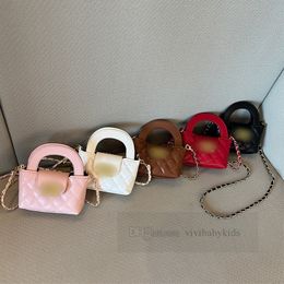 Designer Children letter handbags kids diamond lattice quilted messenger bag girls metals chain single shoulder bags Z7171