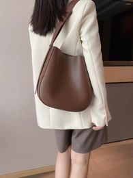 Shoulder Bags Real Genuine Leather Bag 2024 Design Vintage Fashion Bucket Handbag Women Shouder Lady Office Crossbody