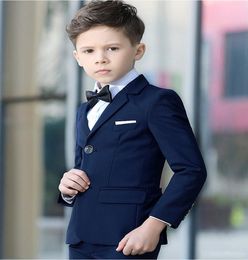 Fashion Navy Blue Boy Formal Wear Notch Lapel Boy Kid Attire Kids Clothes ThreePiece Boys Suits For WeddingJacketPantsShirts1442501