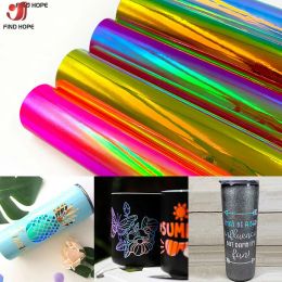 Films Holographic Opal Vinyl Permanent Craft Adhesive Vinyl Various Effect Back Sticky Cup Decor for Cricut Xmas Roll 30*100cm