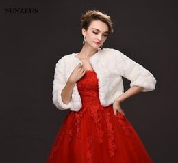 Three Quarter Sleeves Bridal Jackets Short Elegant Bolero Jacket For Bride Wedding Fur Coat veste de mariage femme5318019