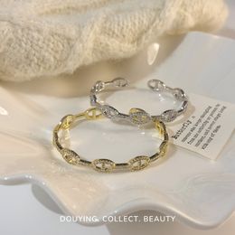 Personality bracelet bracelet full of diamonds, super flash hollow, zircon, pig nose, open women's light luxury, niche exquisite bracelet