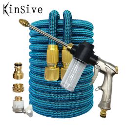 Reels New HighQuality Thickening Garden Hose Metal Water Gun Expandable High Pressure Car Washer Watering Hose Magic Flexible Hoses