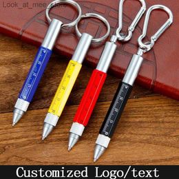 Fountain Pens Fountain Pens Mini Multifunction Ballpoint Pen Stylus Tool Ball Touch Pen Screwdriver Metal Pen Keychain 6 In 1 Customized Name Gift Q240314