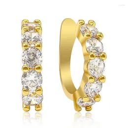 Hoop Earrings For Women Geometric CZ Crystal Ear Cuff Clip High Quality No Pierced Jewellery Brass Fittings