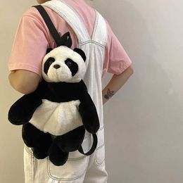 Plush Backpacks 38cm Plush Panda Toy Backpacks Cute Stuffed Animal Panda Backpack Kawaii Soft Animal Bear Bag Girls Boys Plush Schoolbags GiftsL2403