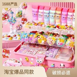 Guka Sticker Set Guka Cream Adhesive Sticker Handnet Full Set DIY Material Storage Box Childrens and Girls Stationery 240304