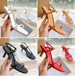 The Row Bare Thin band Sandals luxury gift Designer Women Sandal slippers fashion leather sexy Strap Muller high heels shoes Size 35-40
