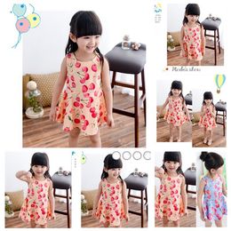 Wholesale New Children Korean Princess Dresses Designer Summer Thin Girls Sleeveless Printed Dresses Party Dresses Children's Clothing Suitable for Ages 2-6 DHL