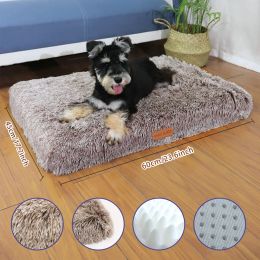 Mats Memory Foam Pet Bed With Removable Washable Faux Fur Cover Orthopaedic Waterproof Dog Bed For Crate AntiSlip Bottom Dog Bed