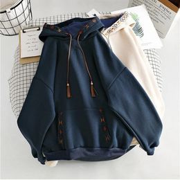 Hoodies Plain Womens Sweatshirt 2000s In Hooded Top Korean Fashion Nice Colour E Harajuku Winter Cold Thick M Woman Clothing 240301