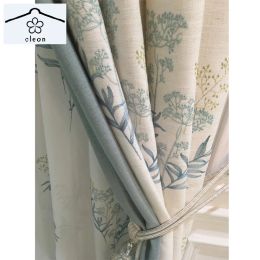 Curtains High End New Chinese Style Cotton Linen Embroidered Curtain Screens for Bedroom Living Room Study Blackout Curtains Tulle Custom