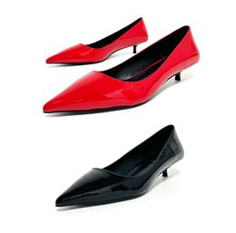 Lacquer leather pointed formal shoe designer professional work single shoe shallow mouth versatile casual small low heel comfortable simple walking shoelace box
