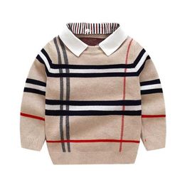 Kids fashion plaid knit Cotton Pullover sweater 6 colors Christmas children printed designer sweaters Jumper wool blends boys girl4389145