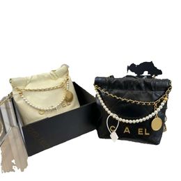5A Top Designer Shoulders Pearl Trash Bag Women Genuine Leather Handbag Chain Shoulder Cross Body Bags Evening Bags Clutch Totes Hobo Purses Wallet Wholesale