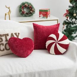 Pillow Christmas Cartoon Candy Cushion Living Room Sofa Cushions New Year's Red Decoration Cushions Bedroom Bedside Cushion Pillow Case