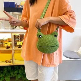 Backpacks Cute Plush Bag Women Girls Shoulder Bag Cartoon Frog Messenger Bag Crossbody Bag Plush Doll Student Kids School Bags Phone BagL2403