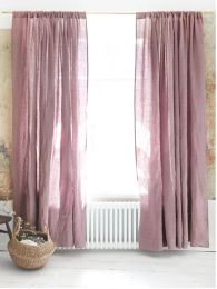 Curtains 100% Linen Curtains for Window Farmhouse Living Room Rod Pocket Drapes Light Filtering Curtain Children Bedroom Environmental