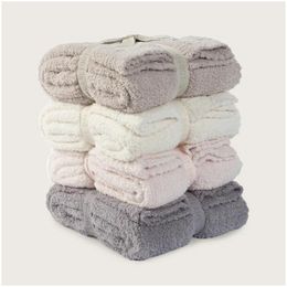 Blankets Comfy Super Soft Throw Blanket Solid Color High-Grade Fleece Fuzzy Fluffy Warm Microfiber Knitted Lightweight Drop Delivery Dhedn