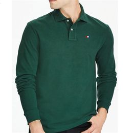 Mens 100% Cotton Autumn Long sleeve Embroidery Polo Shirt Casual Brand Polos Homme Fashion Clothing Lapel Top S-5XL 240313