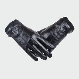 Mens Top Genuine Sheepskin Gloves Winter Outdoor Plus Velvet Warm Men Gloves Touch Screen Elastic Wrist Driving Riding ML0121262V