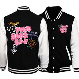 Feel Great Find Your Way Cute Bear Graphic Baseball Uniform Fashion S-5xl Jacket Creative Street Sportswear Hip Hop Women Tops 240229