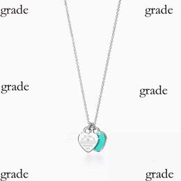Tiffancy Necklace Designer Classic Tiffanybracelet S925 Sterling Silver Double Plate Pendant With Drip Glue Diamond Plated Heart Necklace Tiffanyset Fashion 927