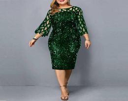 Party Dresses Plus Size Women039s Summer Dress for Women Elegant Sequin Green Bodycon Dress Evening Wedding Outfits 4XL 5XL 2107495138