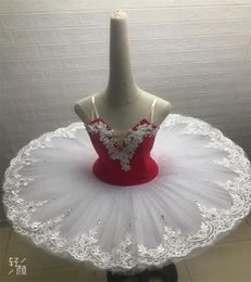 Stage Wear Red Spandex Hook & Eye Design Tutu Costumes For Professional Ballet Performances . TUTU-15