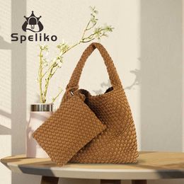 Botteg Venet High end bags for Tote Bag Elegant and Large Capacity for Women 2024 New Handmade Woven Single Shoulder Underarm Beach Shopping Original 1:1 with real logo