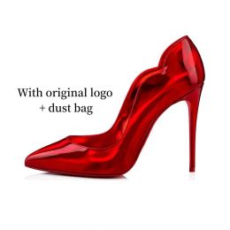 Designer Red Famous Bottoms Heels High Heel Thin Classic Pointed T Stiletto Black Patent Genuine Leather Pump Dress Women Sandals Whitedress 24