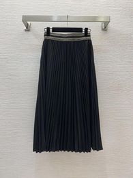 Skirts 2024 Spring/Summer Women's Wear Simple High Waist Slim Fit A-line Skirt Mid Length Versatile Drop Elastic Pleated Ski