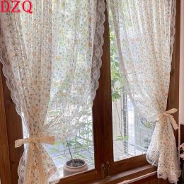 Curtains French Elegant Flowers Lace Tulle Curtains for Living Room Idyllic Hollow Flowers Curtains for Kitchen INS Popular Styles#A471
