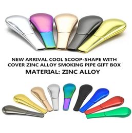 8 Colors Custom Logo Metal Smoking Hand Spoon Pipes Portable Creative Herb Tobacco Cigarette Pipes Scoop Smoke FY36579894043