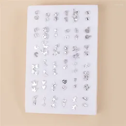 Stud Earrings 36Pairs Randomly Mixed Silver Colour Women Bowknot Crown Heart Small Plastic Sets For Girl Jewellery Gifts