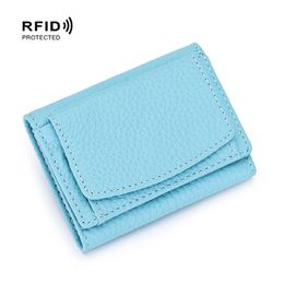 Women Genuine Leather Purses Female Cowhide Wallets Lady Small Coin Pocket Rfid Card Holder Mini Money Bag Portable Clutch Bags
