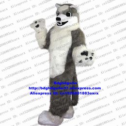 Mascot Costumes Long Fur Furry Grey Wolf Husky Dog Fursuit Mascot Costume Adult Cartoon Character Outfit about Holidays Company Kick-off Zx1710