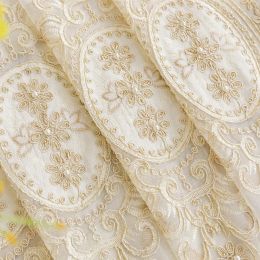 Curtains Luxurious Romantic Flowers with Beads Embossed Embroidery Sheer Curtains for Bedroom Colorful Jacquard Living Room Window Drapes