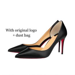 Red Famous Designer Bottoms Heels High Heel Thin Classic Pointed T Stiletto Black Patent Genuine Leather Pump Dress Women Sandals Whitedress 23